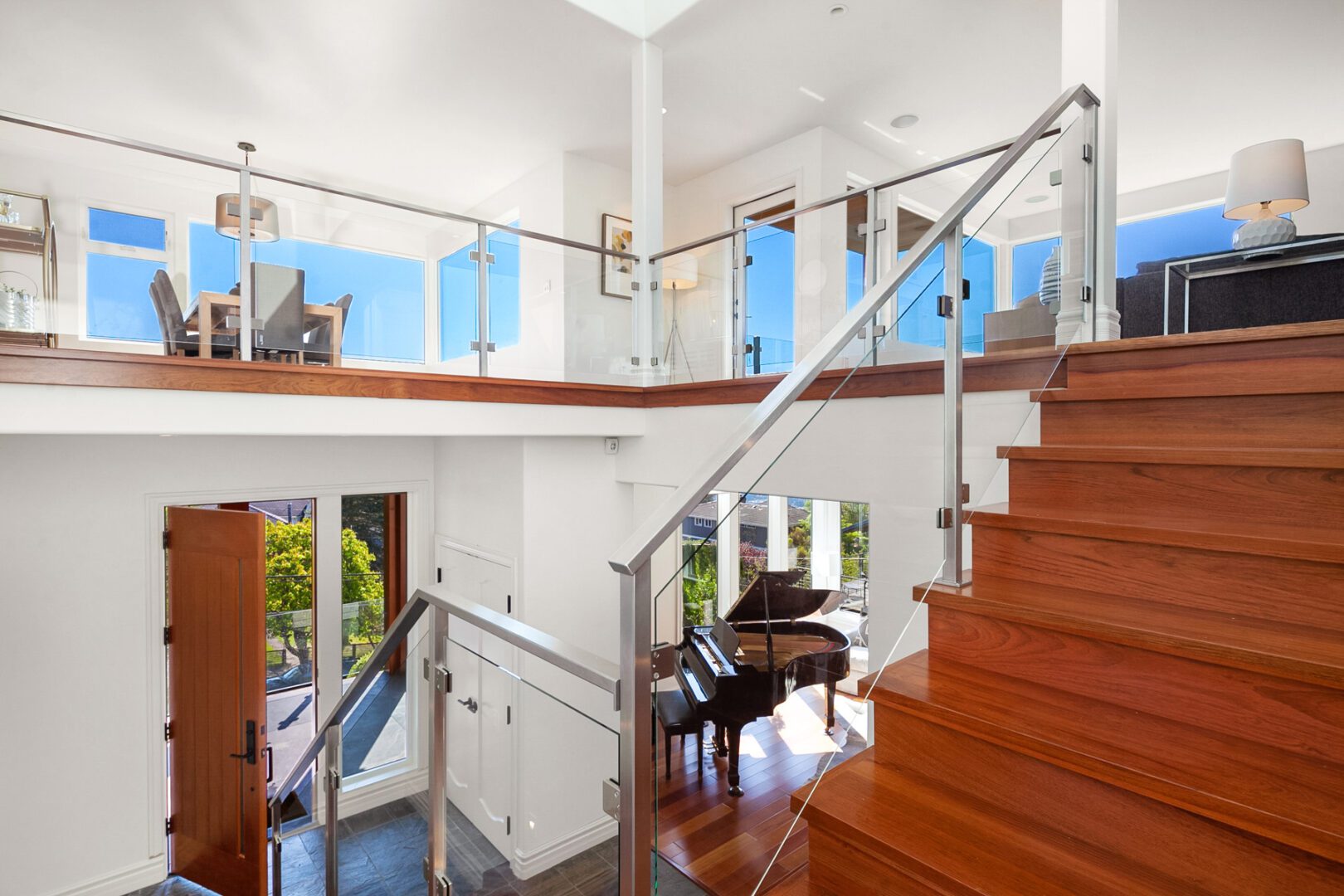 Floating glass style custom handrails and railings