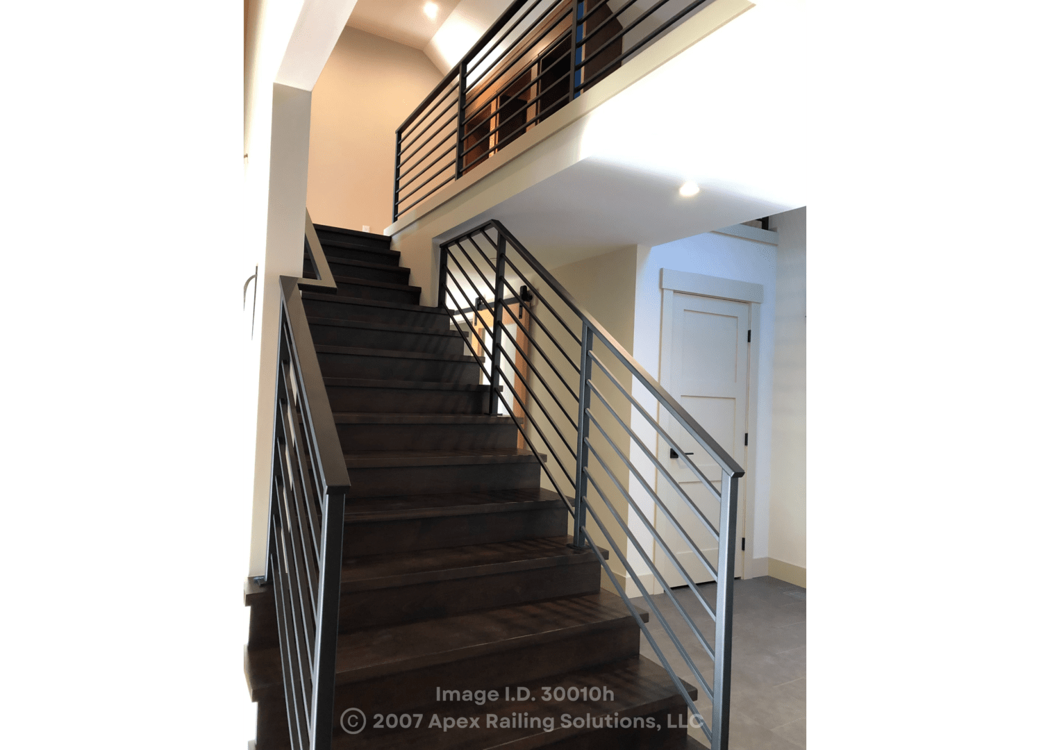 A staircase with handrails