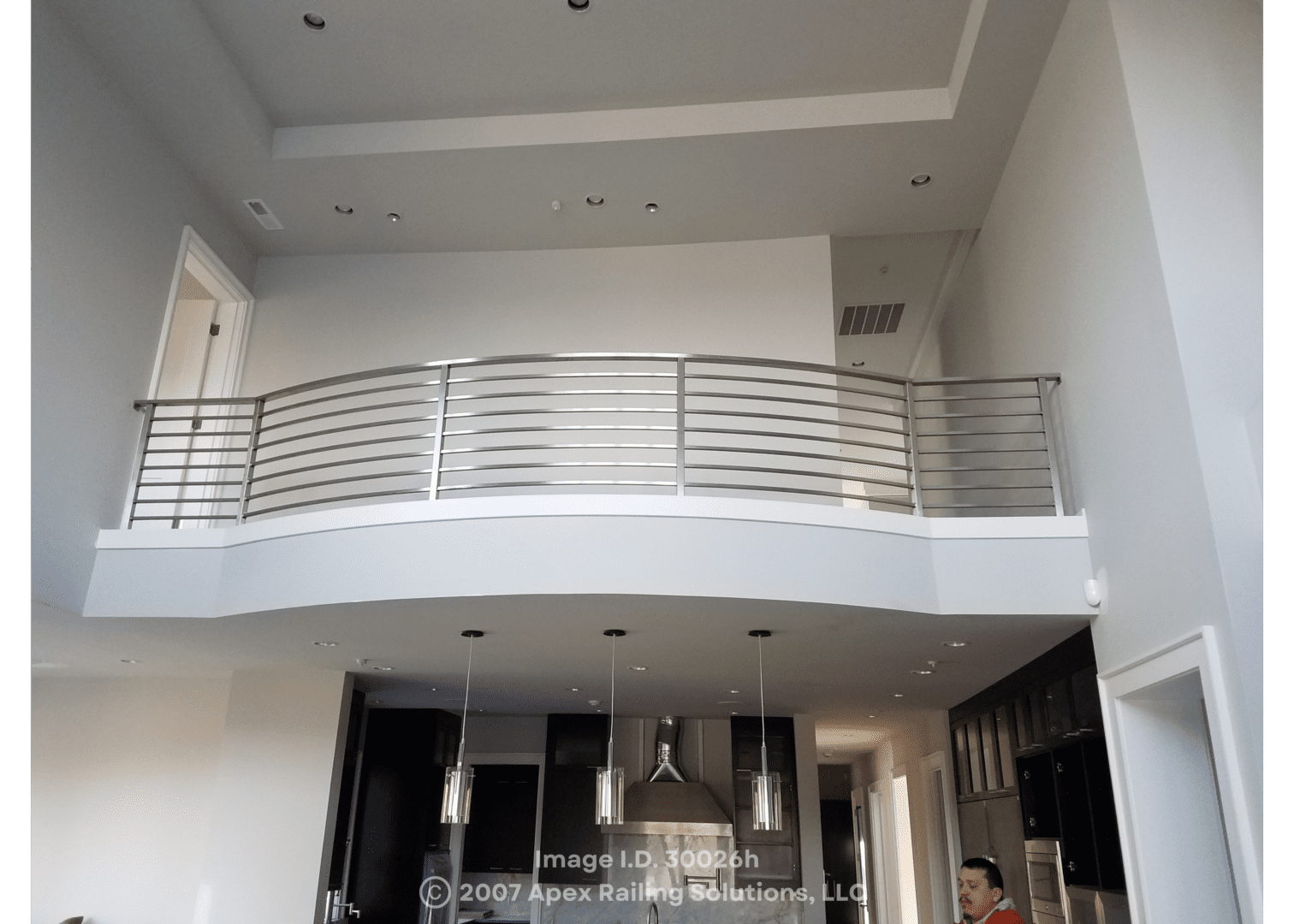 Interior home railings made from curved steel for a balcony